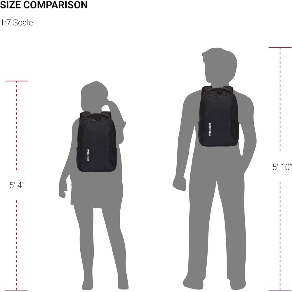 Swiss Gear Black Laptop Backpack Organizer Padded Straps Tablet Sleeve - Picture 7 of 10